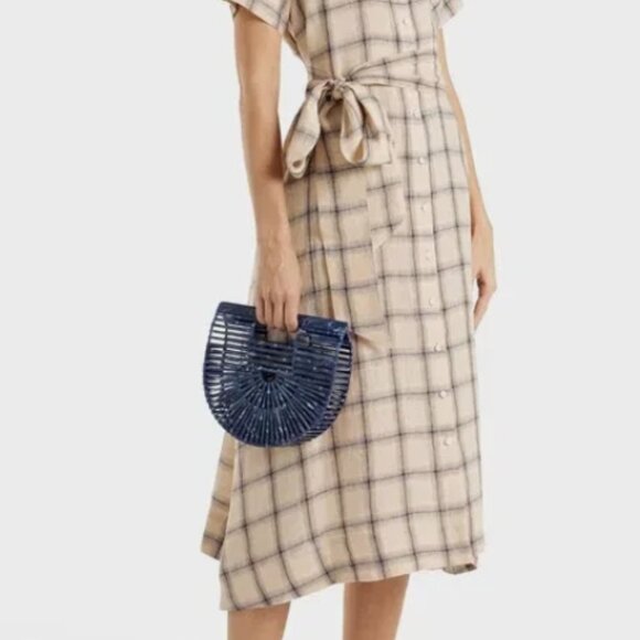 Lisa Marie Fernandez Belted Checked Linen Dress NWT Sz 2 Medium ($695 retail) - Picture 2 of 6